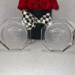Set of two Versace Medusa frosted glass coasters